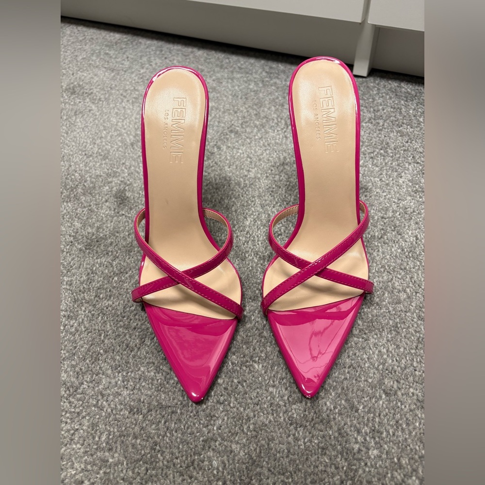 La Femme Fuchsia Strappy Heels